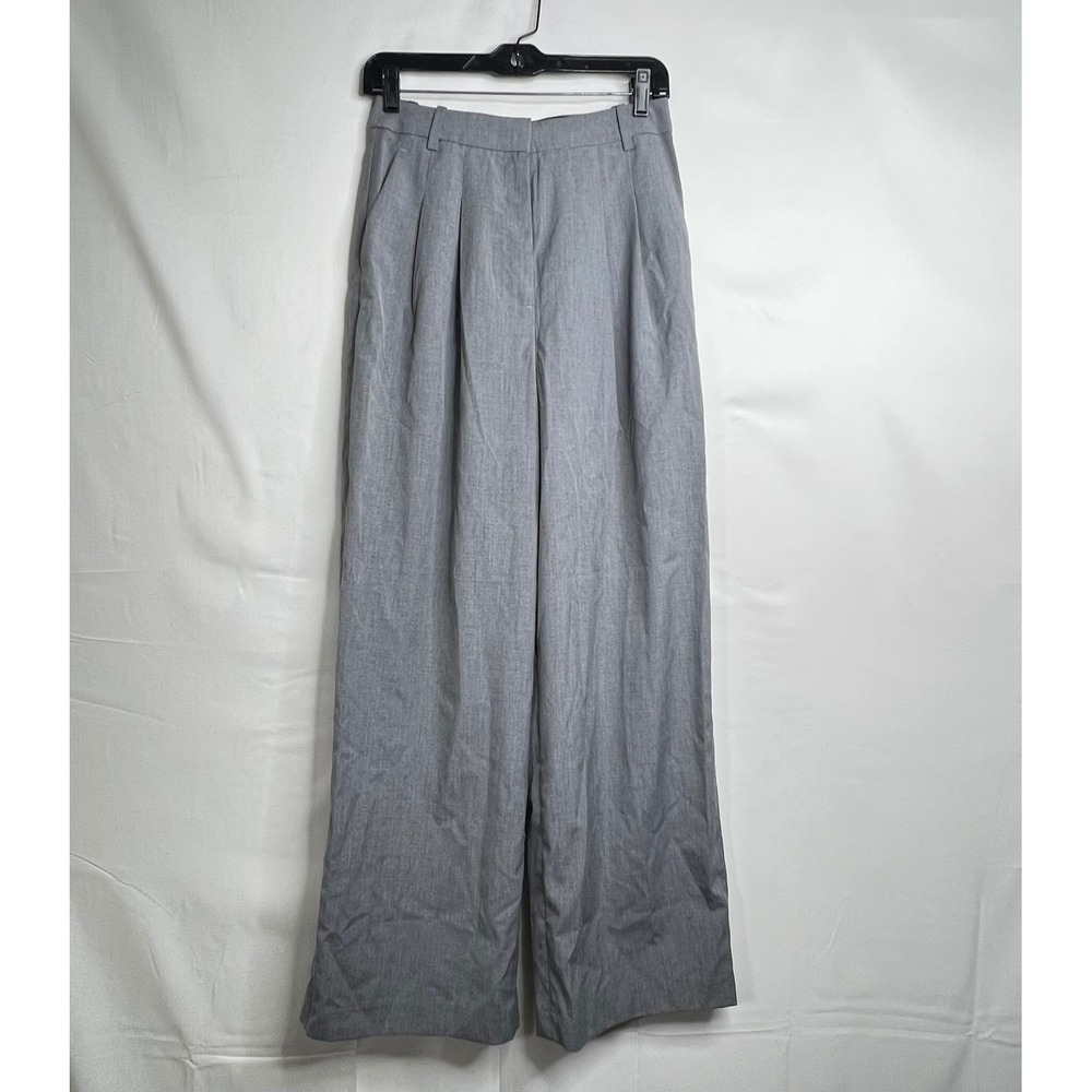 H&M Gray Wide Leg Trousers Women Size 4 Pleated High Rise 90s Minimalism Clean - Picture 1 of 10